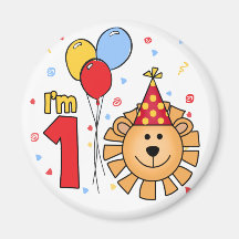 Lion Face First Birthday Magnet