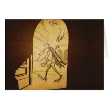 Lion marchant - carte de voeux (blanc)