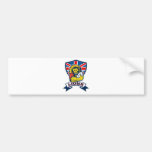Lion playing rugby with ball Union Jack shield Bumper Stickers
