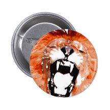 Lion Roaring Pinback Button