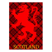 Lion rouge écossais effréné sur le tartan modèles de cartes de visite