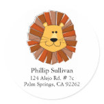 Lion Round Address Labels Stickers