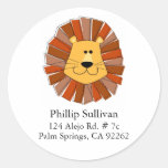 Lion Round Address Labels Stickers