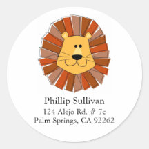 Lion Round Address Labels Stickers