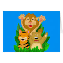 Lion Tiger and Bear Cartoon Card
