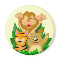 Lion Tiger and Bear Cartoon Magnet