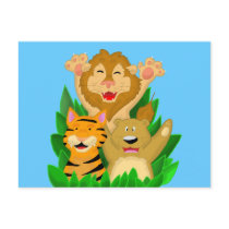 Lion Tiger and Bear Cartoon Postcard