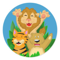 Lion Tiger and Bear Cartoon Sticker