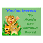 Lion Tiger Bear Kids Birthday Party Invitation