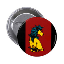 Lion with the Long Blue Mane Button