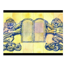 Lions with Ten Commandments Tablets Post Card