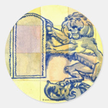 Lions with Ten Commandments Tablets Stickers