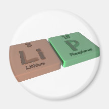 Lip as Li Lithium and P Phosphorus Refrigerator Magnets