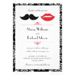 Lips and Moustache Damask Wedding Invitation