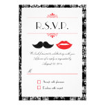 Lips and Moustache Damask Wedding RSVP Invitation
