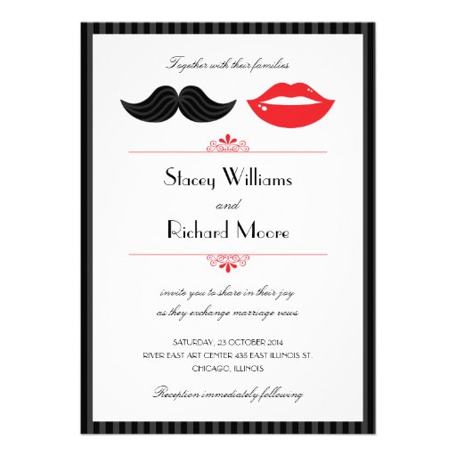 Lips and Moustache Wedding Invitation