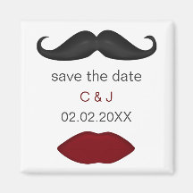 lips and mustache mod save the date magnets