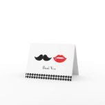 Lips & Moustache Houndstooth Wedding Thank You Car cards