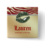 Lips n Diamonds Zebra Makeup Artist Xmas Red Green buttons