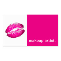 Lipstick Kiss Modern Icon - makeup artist fuschia business cards