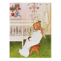 Lisbeth with a yellow tulip postcards