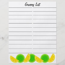 Liste d'épicerie de chaux de citron prospectus