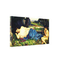 Listening to His Sweet Pipings ~ JW Waterhouse Stretched Canvas Prints