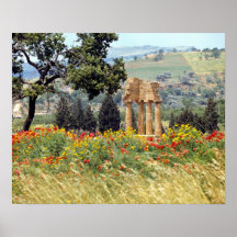 L'Italie, Sicile, Agrigente. Les ruines du Affiche