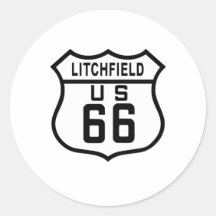 Litchfield, Illinois Route 66 Round Sticker