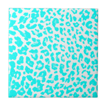 Lite Blue Leopard Print Ceramic Tile