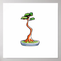 literati bonsai tree graphic poster
