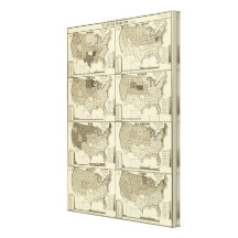 lithographed maps of United States Stretched Canvas Print