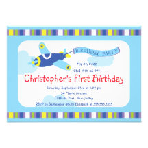 Little Airplane Pilot Birthday Party Invitations