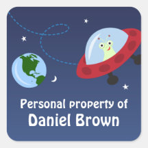 Little alien in space cartoon property stickers