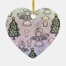 Little Angel and Polar Bears Ornament