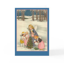 Little Angels in Snow Holiday Greeting Cards