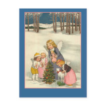 Little Angels in Snow Holiday Greeting Cards Postcards