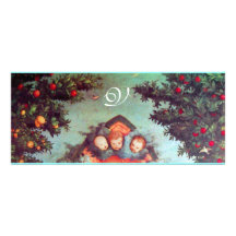 LITTLE ANGELS MONOGRAM bright antique blue red Custom Invites