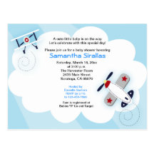 Little Aviator Airplane Baby Shower Post Card