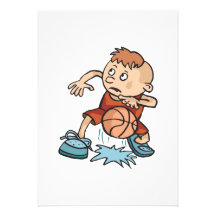 little basketball kid boy dribbling ball personalized invite