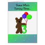 Little Bear Turning Three Years Old Cards