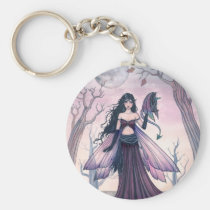 Little Beast Purple Fairy and Dragon Fantasy Art keychains