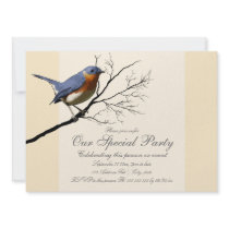 Little Bird Blue, 5.5x7.5 customizable invitation