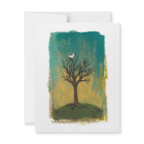 Little bird sings fun pretty original art painting