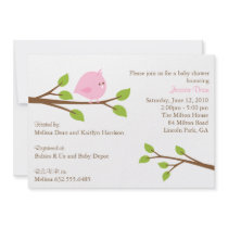 Little Birdie Baby Girl Shower Invitation