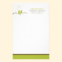 Little Birdies Custom Designer Stationery (lime) stationery