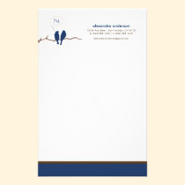Little Birdies Custom Designer Stationery (navy) stationery