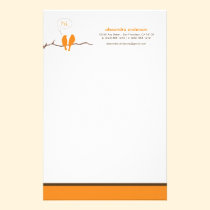 Little Birdies Custom Designer Stationery (orange) stationery