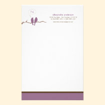 Little Birdies Custom Designer Stationery (purple) stationery