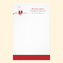 Little Birdies Custom Designer Stationery (red) stationery